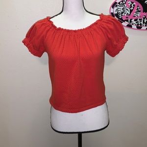 GU burnt orange popcorn stitch short sleeve crop top